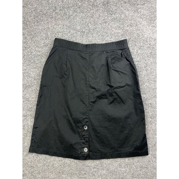 ModCloth Skirt Women's Medium Black A Line Knee Pockets Zipper Rear Button Slit - Picture 6 of 6